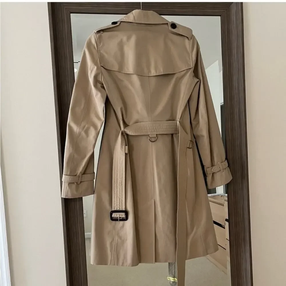 BURBERRY Kensington Long Trench Coat Jacket 2 - Picture 7 of 13